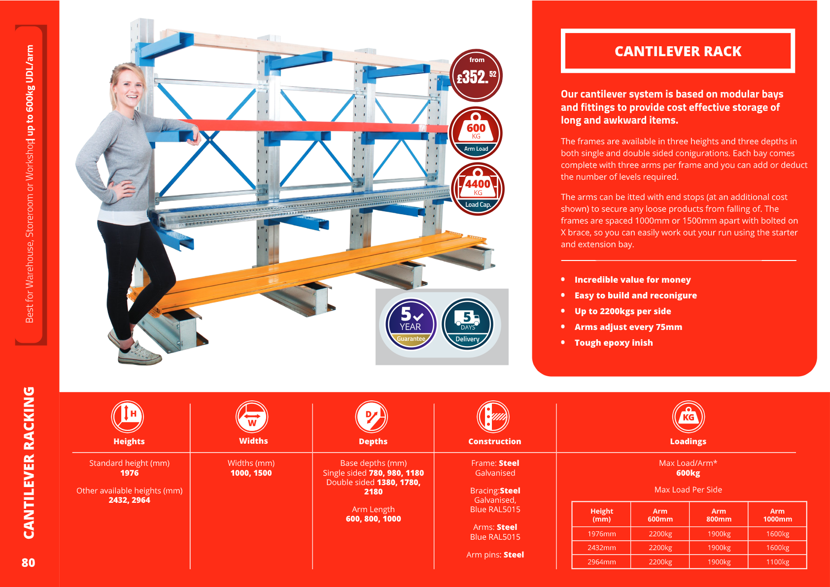 Single-Sided Cantilever Racking Starter Bay - Cantilever Racking - Cracking Racking