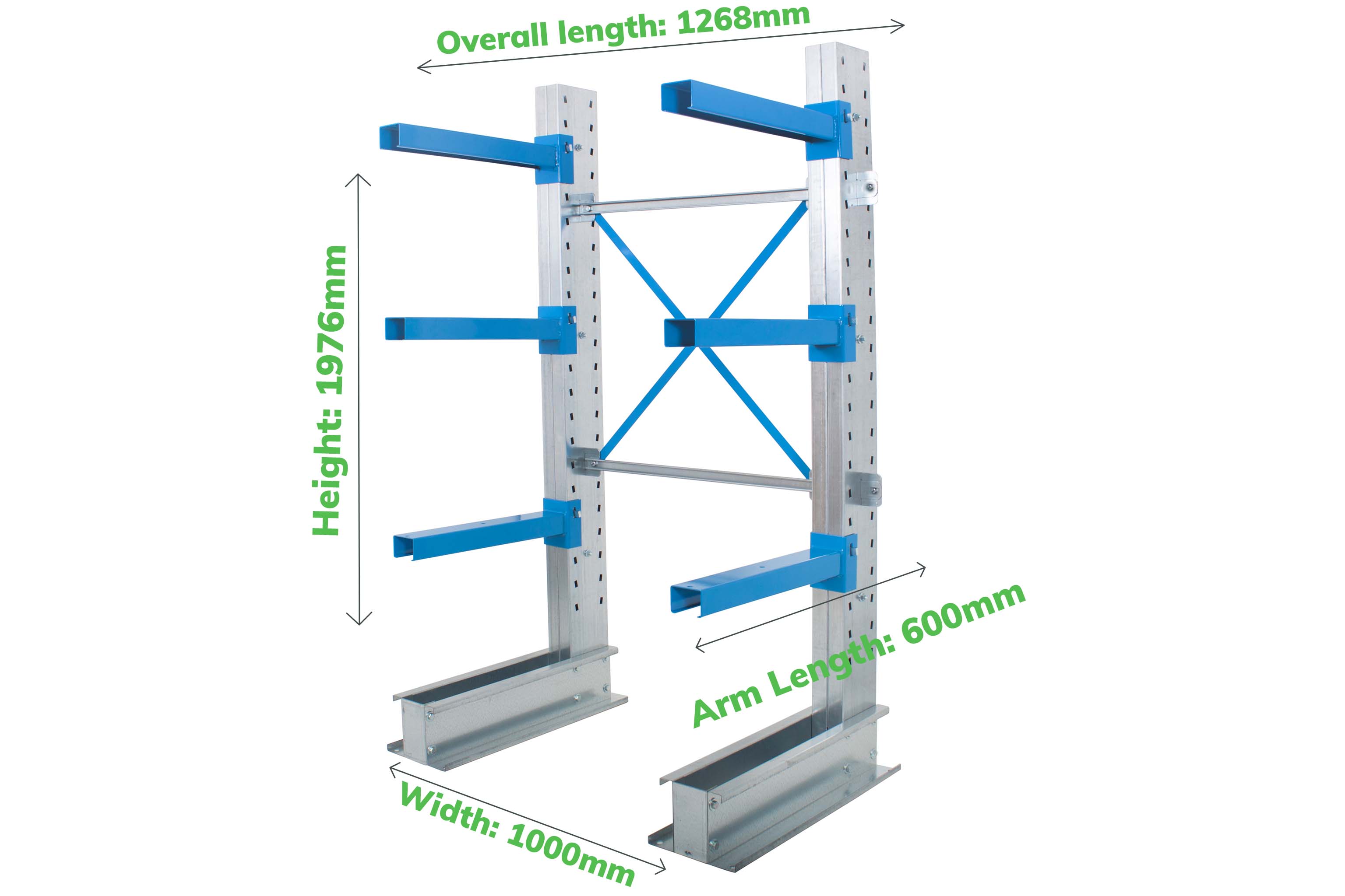 Single-Sided Cantilever Racking Starter Bay - Cantilever Racking - Cracking Racking