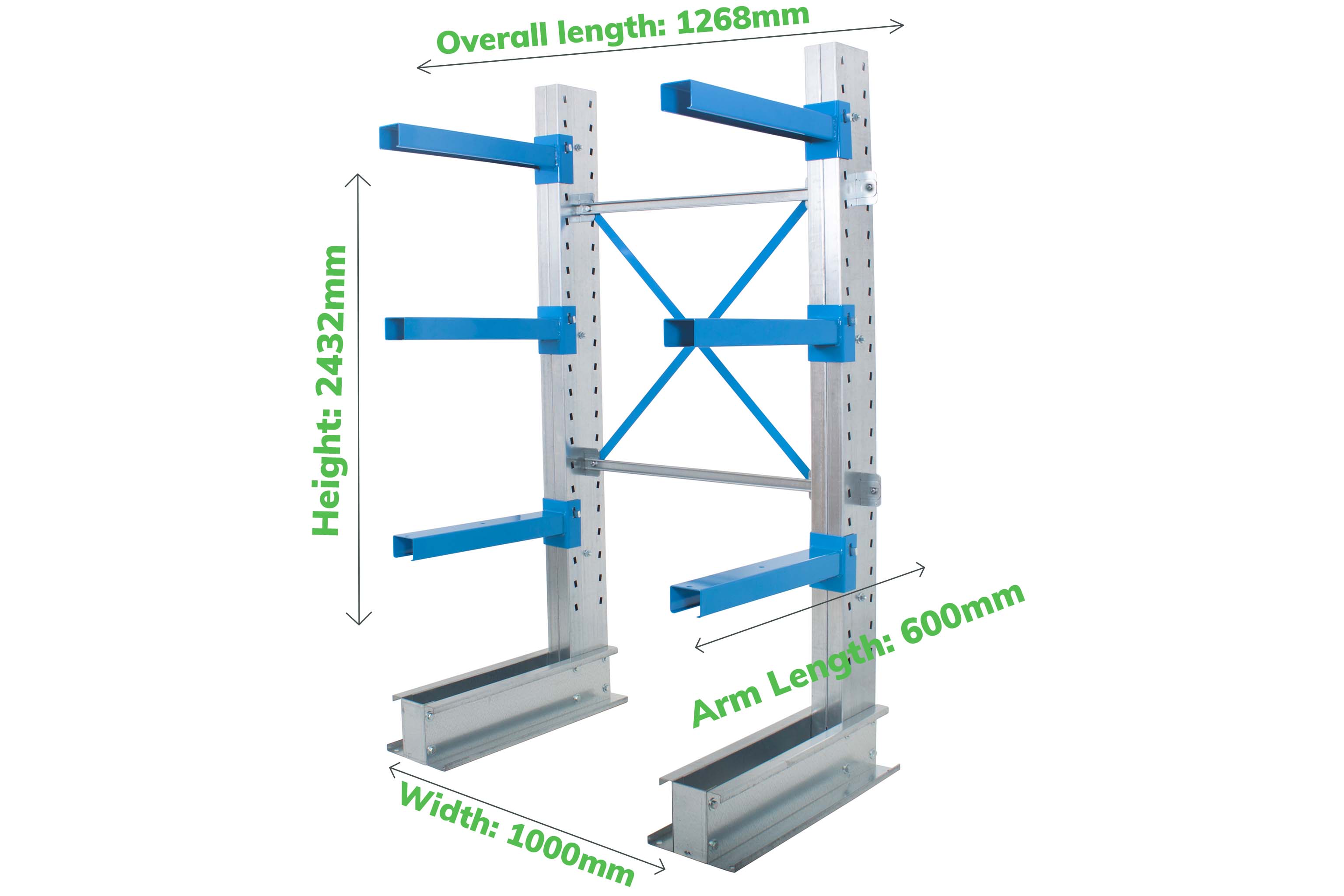 Single-Sided Cantilever Racking Starter Bay - Cantilever Racking - Cracking Racking