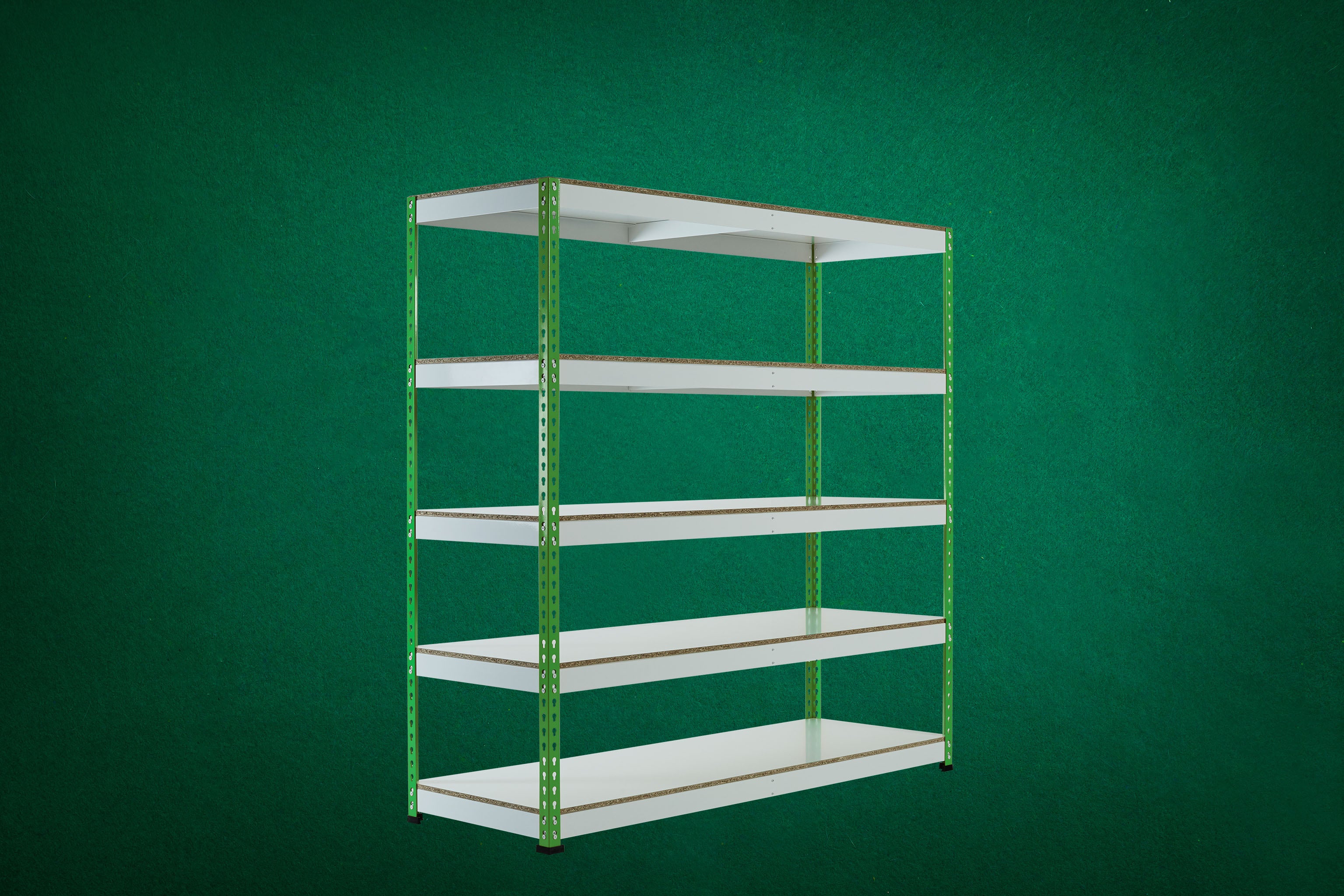 Green Rainbow Rivet Racking - 5 Levels Complete with MFC Chipboard - Main Image